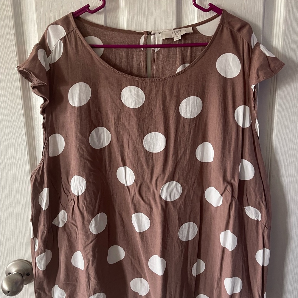 LOFT Brown Polka Dot Blouse